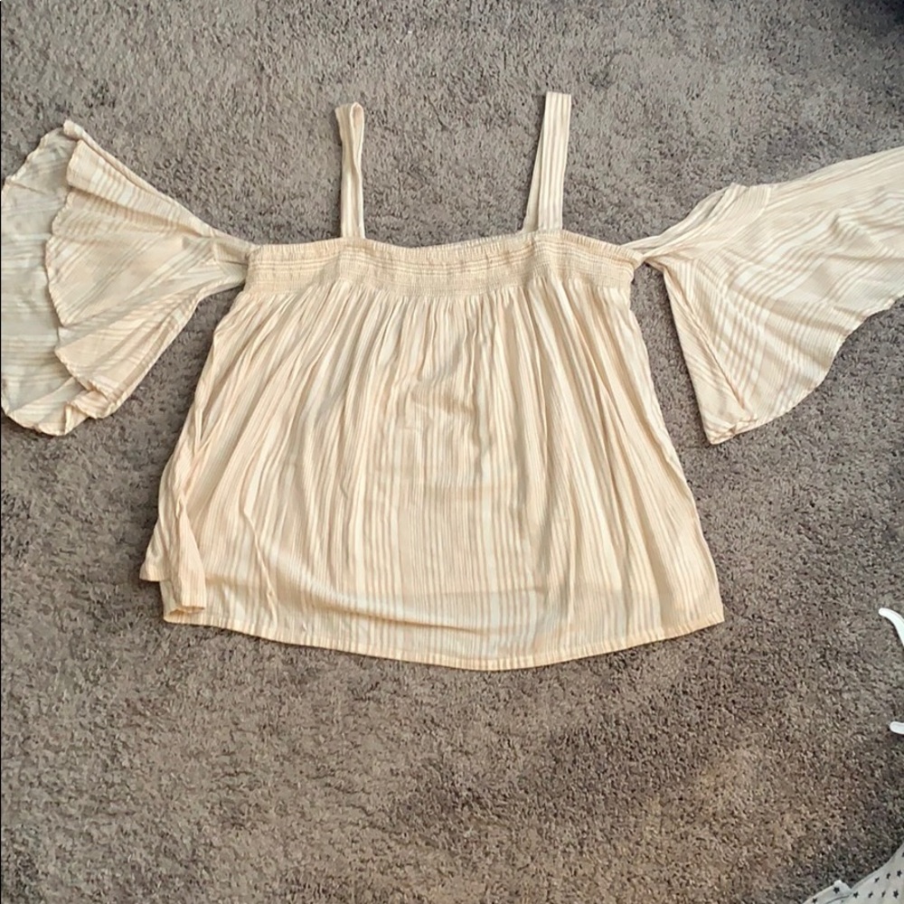 Smoked off the shoulder bell sleeves top